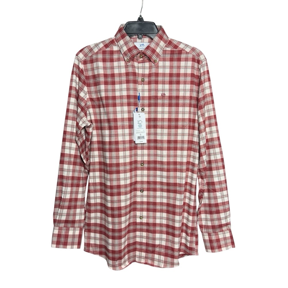 Southern Tide Plaid Flannel Intercoastal Sport Shirt Men's Sz Small Tuscany Red